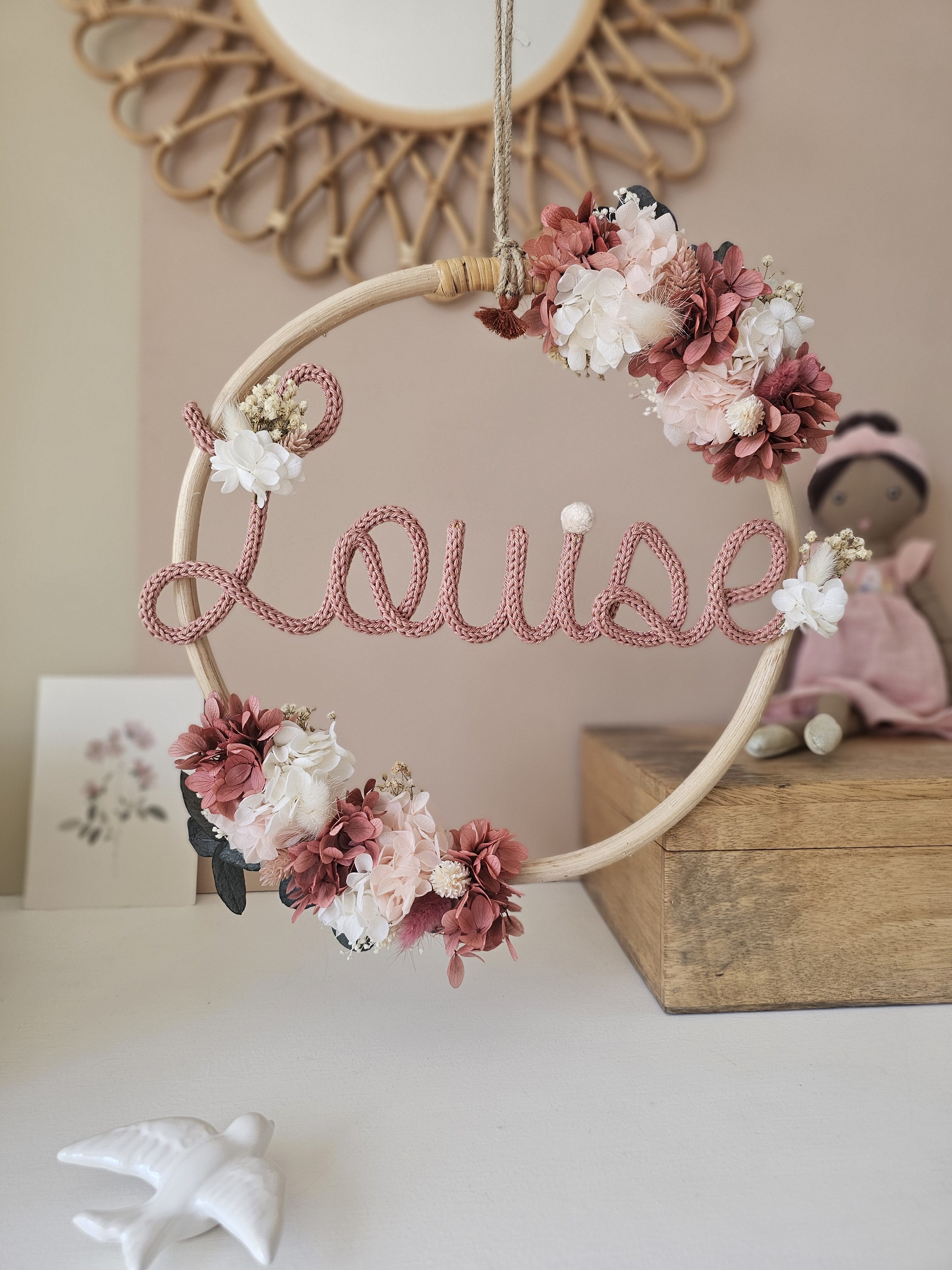 Couronne prénom et fleurs séchées