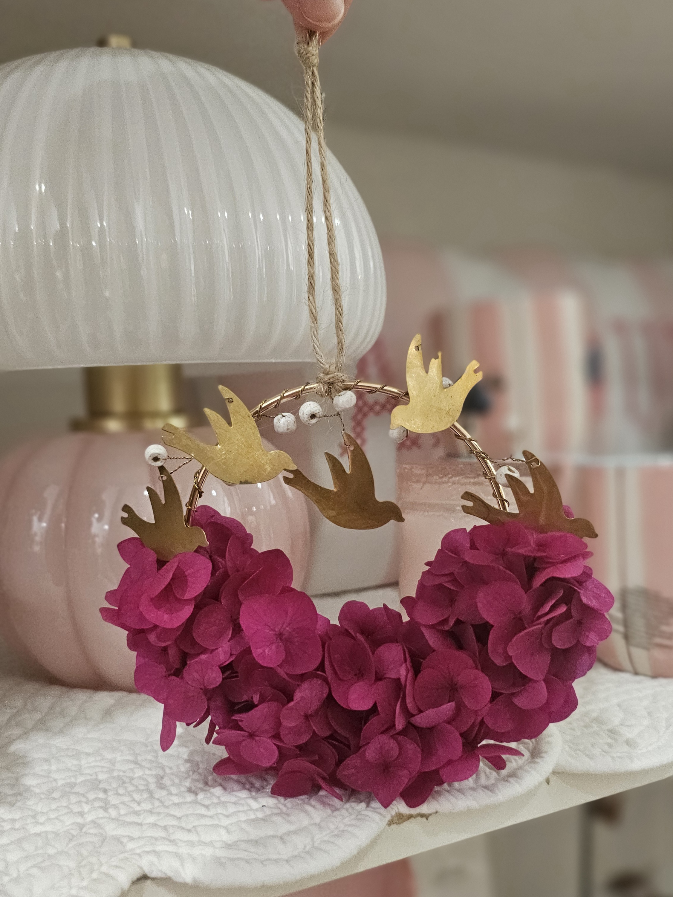 Mini couronne de fleurs oiseaux